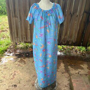 Vintage 80s SEARS CARRIAGE COURT pastel  Floral Muumuu House Dress maxi  S